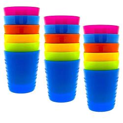 Foto van 18 x kunststof onbreekbare drinkbekers - bpa-vrij - 6 kleuren - 240 ml