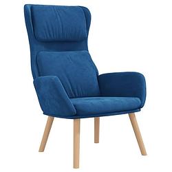 Foto van The living store fauteuil velvet - blauw 70x77x98 cm - optimaal zitcomfort