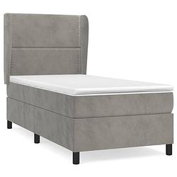 Foto van The living store boxspringbed - luxe - bed - 203x103x118/128 cm - fluweel - lichtgrijs