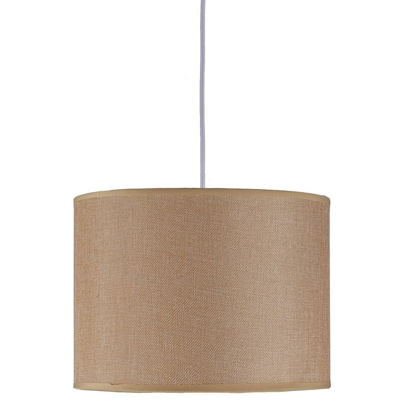 Foto van Giftdecor hanglamp e27 60w 30 x 22 cm textiel lichtbruin