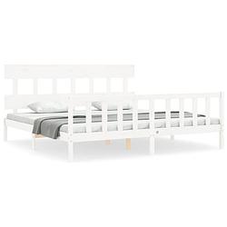 Foto van The living store massief grenenhouten bedframe - 205.5 x 205.5 x 81 cm - multiplex lattenbodem - functioneel hoofd- en