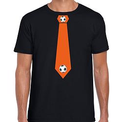 Foto van Zwart fan shirt / kleding holland oranje voetbal stropdas ek/ wk voor heren m - feestshirts