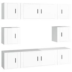 Foto van The living store televisiekastenset - hoogglans wit - 2x 100x34.5x40 cm + 6x 40x34.5x40 cm