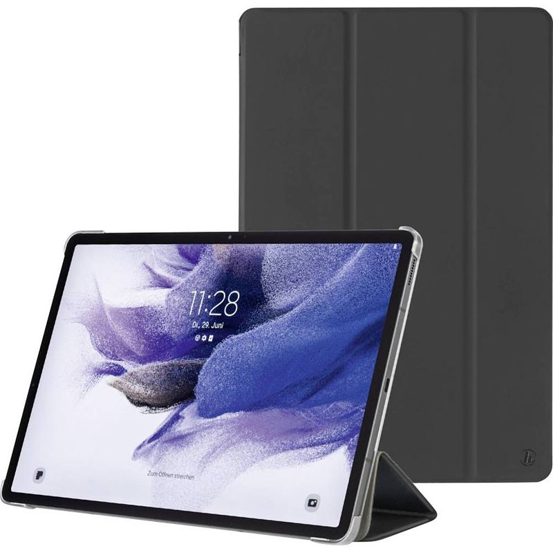 Foto van Hama fold bookcase samsung galaxy tab s7 fe, samsung galaxy tab s7+ zwart model-specifieke tablethoes