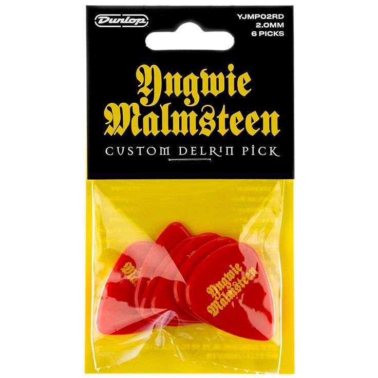 Foto van Dunlop yjmp02rd yngwie malmsteen custom delrin pick red 2.0 mm plectrumset (6 stuks)