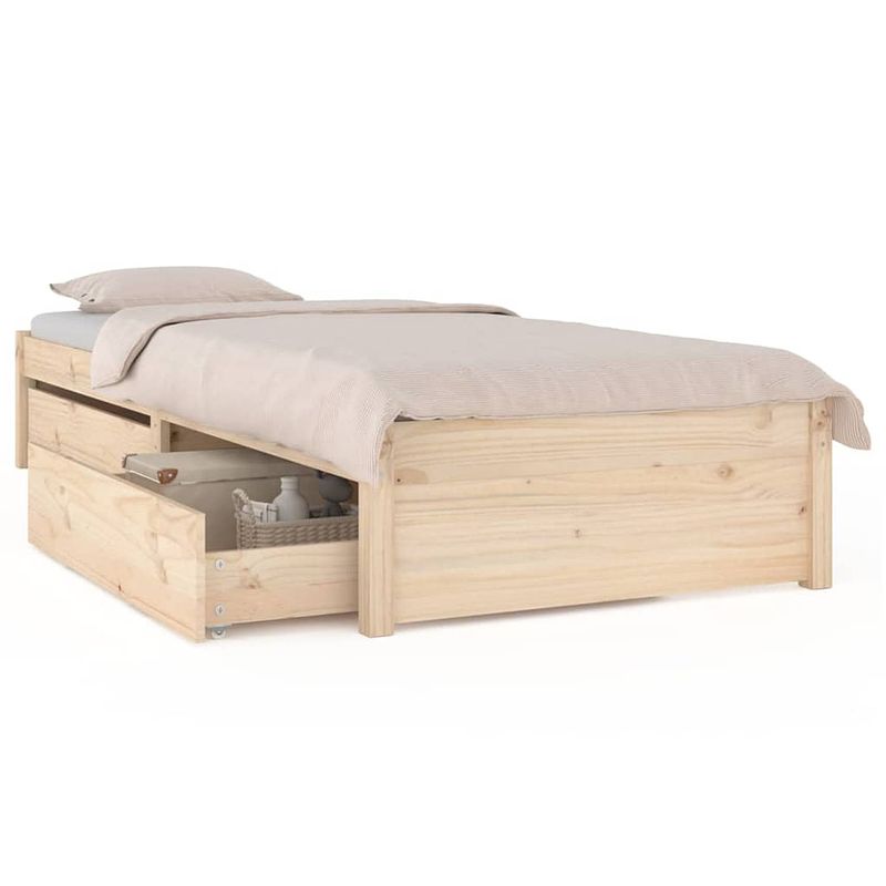 Foto van The living store bedframe grenenhout - opbergfunctie - 195.5 x 95.5 x 31 cm - geschikt voor 90 x 190 cm matras -