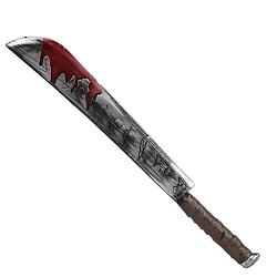 Foto van Grote machete/zwaard met bloed - plastic - 74 cm - halloween/ridders verkleed wapens - verkleedattributen