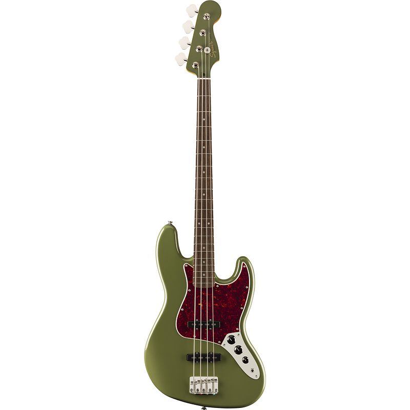 Foto van Squier fsr classic vibe 's60s jazz bass il olive elektrische basgitaar met matching headstock