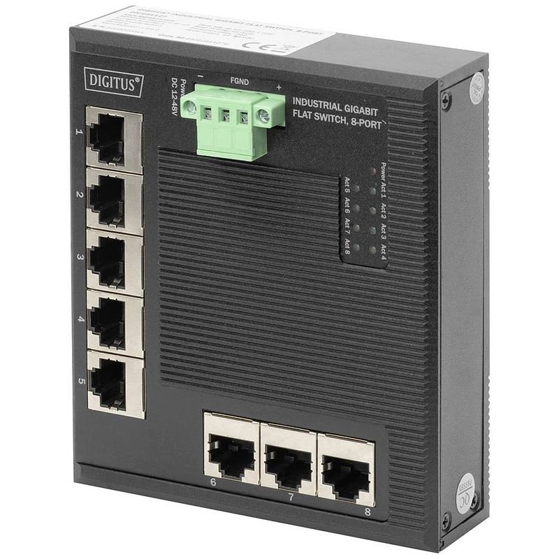 Foto van Digitus dn-651127 industrial ethernet switch 8 poorten 10 / 100 / 1000 mbit/s