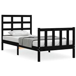 Foto van The living store bedframe - massief grenenhout - 205.5 x 95.5 x 100 cm - zwart