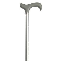 Foto van Classic canes verstelbare wandelstok - zilver - aluminium - derby handvat - lengte 71 - 93 cm