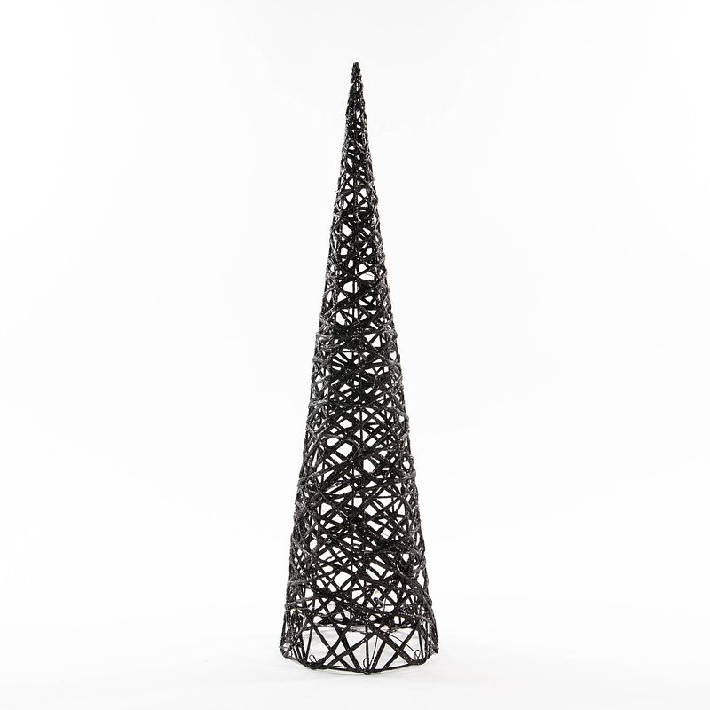 Foto van Anna collection led piramide kerstboom - h60 cm - zwart - kunststof - kerstverlichting figuur