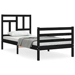 Foto van The living store bedframe - massief grenenhout - 205.5 x 105.5 x 100 cm - zwart