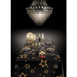 Foto van Kerst tafelkleed met gouden sterren 130 x 180 cm - feesttafelkleden
