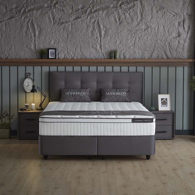 Foto van 2-persoons boxspring met opbergruimte modebedd - antraciet - antraciet 160x200 cm - pocketvering - inclusief topper - dekbed-discounter.nl