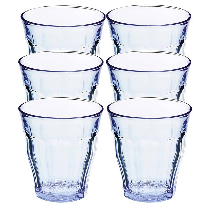 Foto van 6x drinkglazen/waterglazen blauw picardie 220 ml - drinkglazen