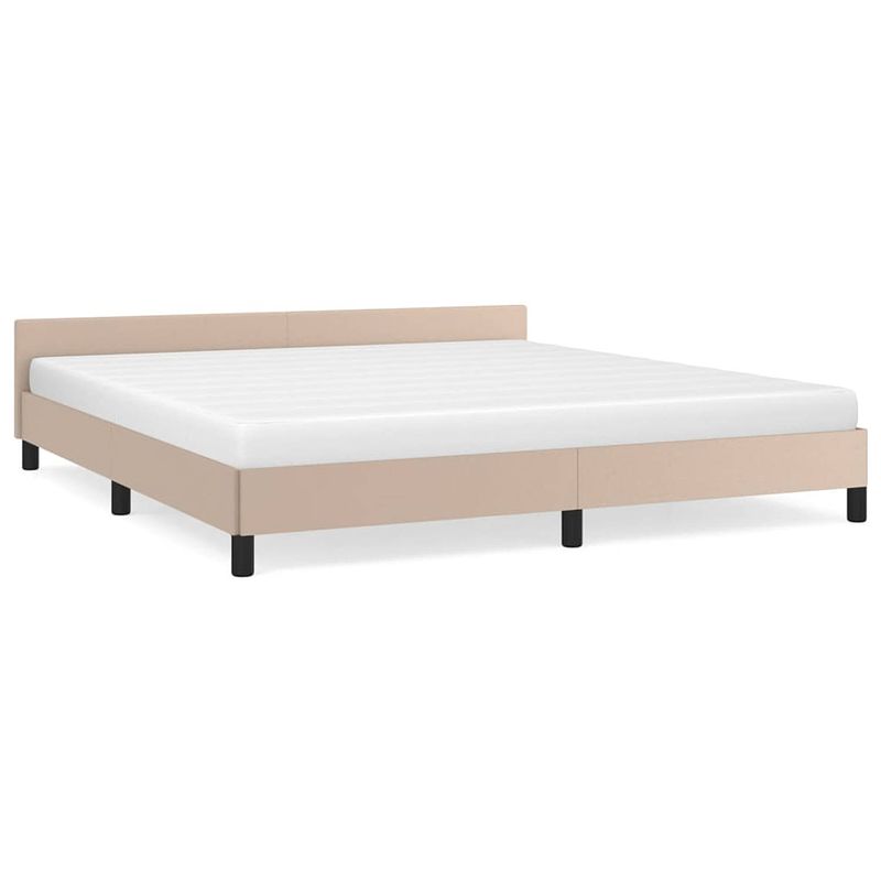 Foto van The living store bedframe - cappuccino - kunstleer - 203 x 183 x 50 cm - inclusief montagehandleiding