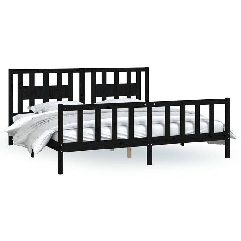 Foto van The living store houten bedframe - klassiek - type- bedframe - afmeting- 205.5 x 185.5 x 69.5 cm (lxbxh) - ken- massief