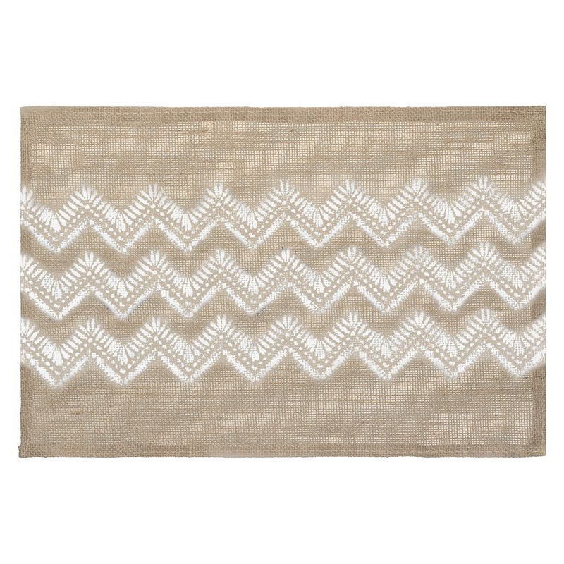 Foto van Rechthoekige placemat zigzag lijnen wit jute 45 x 30 cm - placemats