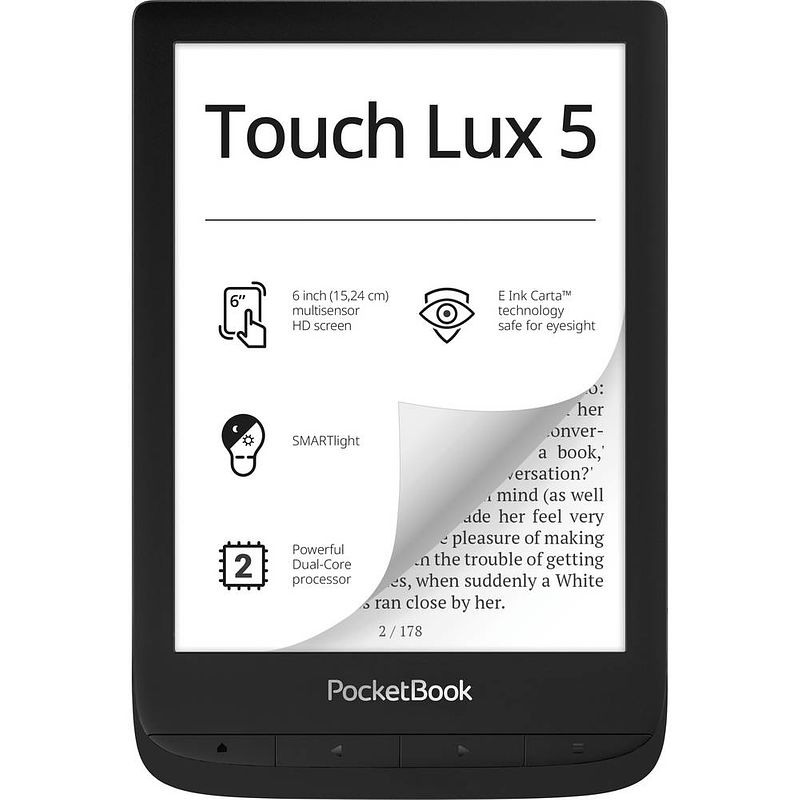 Foto van Pocketbook touch lux 5 ebook-reader 15.2 cm (6 inch) zwart