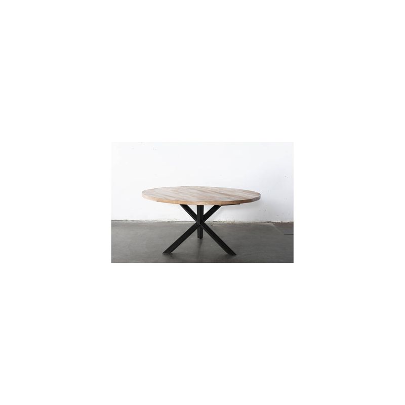 Foto van Giga meubel ronde eettafel ø120cm - hardhout - zwart onderstel - tafel jack