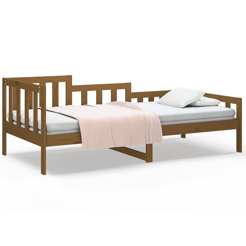 Foto van The living store slaapbank 80x200 cm massief grenenhout honingbruin - bed