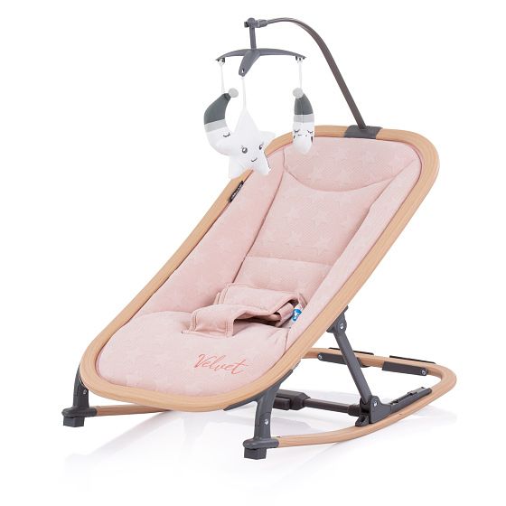 Foto van Chipolino velvet opvouwbare wipstoel met mobiel rose water wood