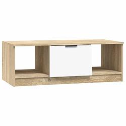 Foto van Vidaxl salontafel 102x50x36 cm bewerkt hout wit en sonoma eikenkleurig