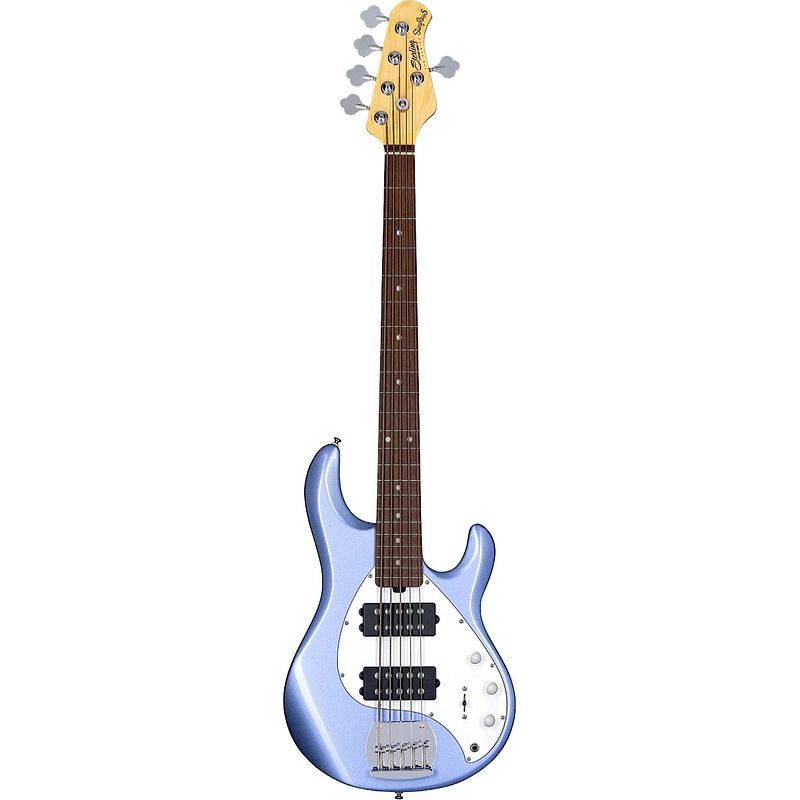 Foto van Sterling by music man stingray ray5 hh lake blue metallic 5-snarige elektrische basgitaar