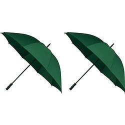 Foto van 2x golf stormparaplus donkergroen windproof 130 cm - paraplu's