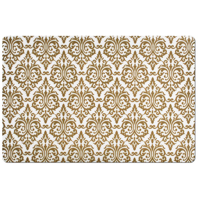 Foto van Set van 4x stuks rechthoekige placemats met gouden barok print 43,5 x 28,5 cm - placemats