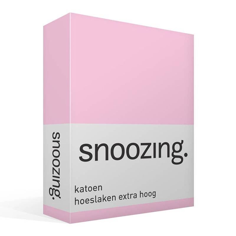 Foto van Snoozing - katoen - extra hoog - hoeslaken - 80x220 - roze