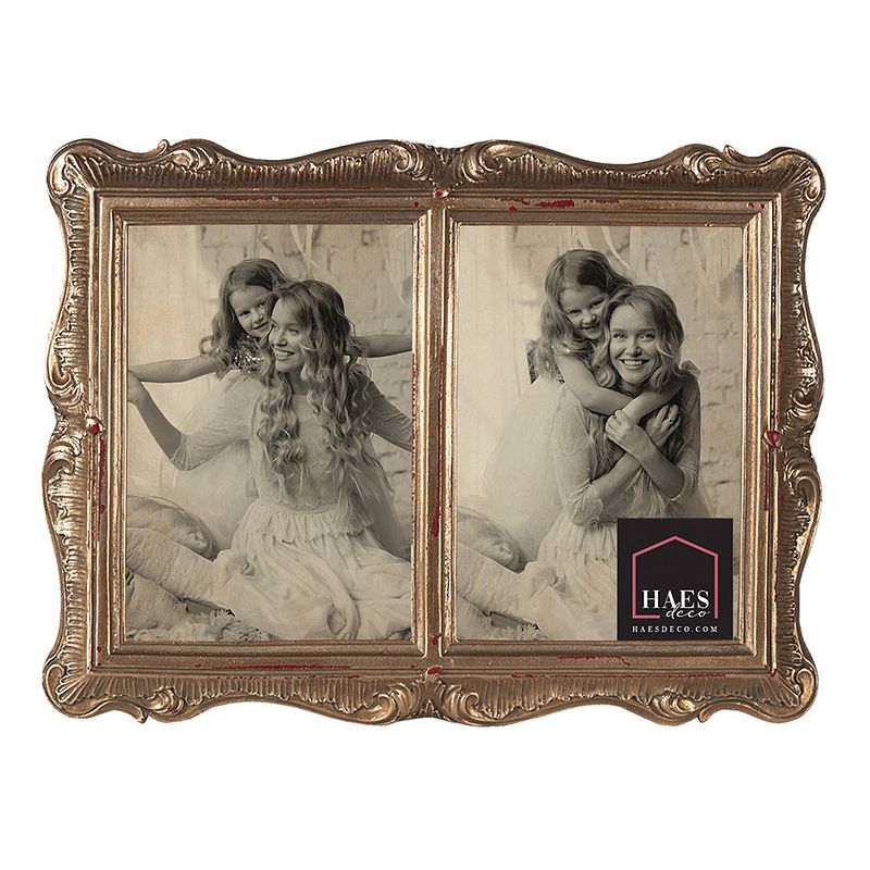 Foto van Haes deco - duo fotolijst 10x15 (2) goudkleurig, formaat 17x2x22 cm - dramatic chic