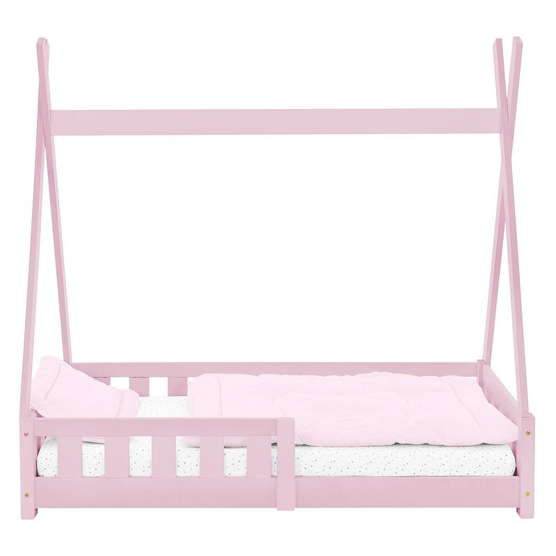 Foto van Kinderbed met uitvalbeveiliging en lattenbodem 70x140 cm roze grenenhout ml-design