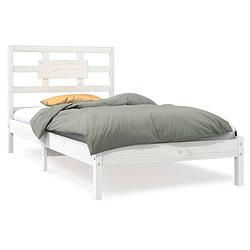 Foto van The living store houten bedframe - tijdloos ontwerp - bed - afmeting- 205.5 x 95.5 x 100 cm - ken- wit