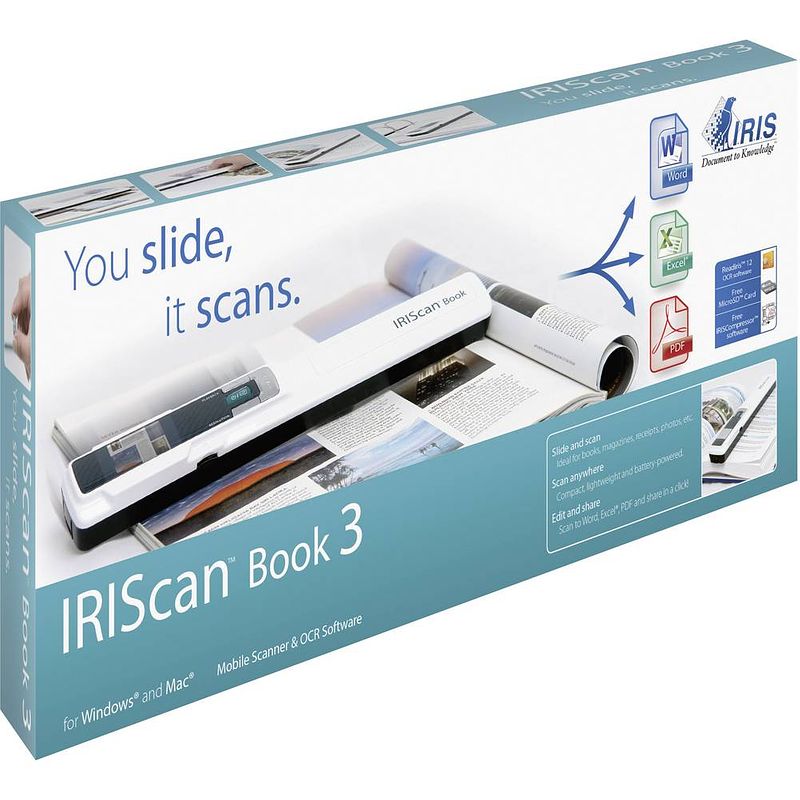 Foto van Iris by canon iriscan™ book 3 documentscanner a4 300 x 900 dpi usb, micro-sd, micro-sdhc