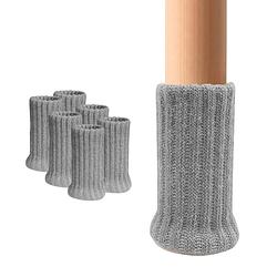 Foto van Flooq - stoelpoot doppen - met anti-kras vilt - 25-50mm -vloerbescherming - stoelpoot sokken- 24 stuks - grijs - rond