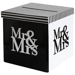 Foto van Enveloppendoos - bruiloft - zwart/wit - karton - 20 x 20 cm - feestdecoratievoorwerp