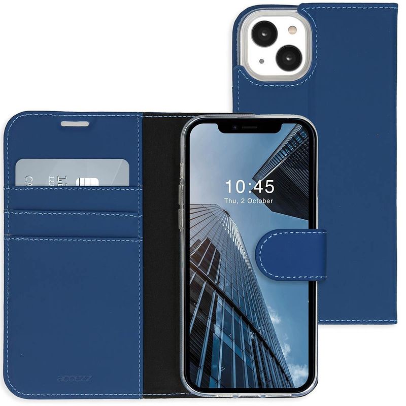 Foto van Accezz wallet case voor apple iphone 14 max telefoonhoesje blauw