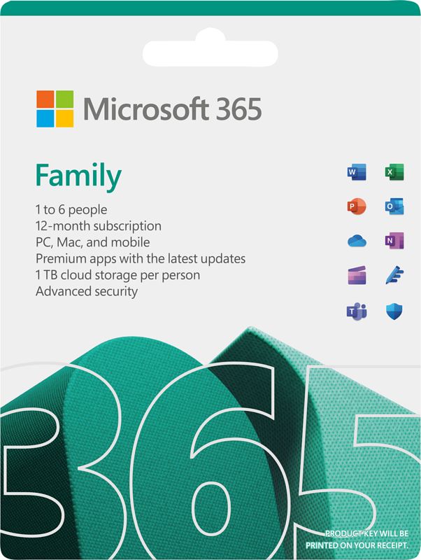 Foto van Microsoft office 365 family en abonnement 1 jaar