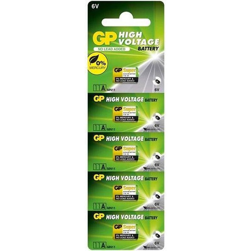 Foto van 5 stuks (1 blister a 5st) - gp a11 mn11 11a 6v alkaline batterij