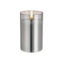 Foto van 1x stuks luxe led kaarsen in grijs glas d7,5 x h12,5 cm met timer - led kaarsen