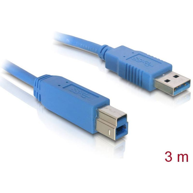 Foto van Delock usb-kabel usb 3.2 gen1 (usb 3.0 / usb 3.1 gen1) usb-a stekker, usb-b stekker 3.00 m blauw vergulde steekcontacten 82581