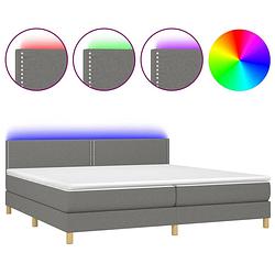 Foto van The living store boxspring bed - led - donkergrijs - 203x200x78/88 cm - met verstelbaar hoofdbord - pocketvering matras