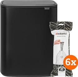 Foto van Brabantia bo touch bin 60 liter matt black + vuilniszakken (120 stuks)