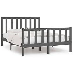 Foto van The living store bedframe - klassiek - houten bedframe - afmetingen- 195.5 x 145.5 x 69.5 cm - kleur- grijs -