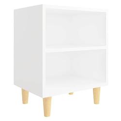 Foto van The living store nachtkastje scandinavische stijl - wit - 40x30x50 cm - houten poten