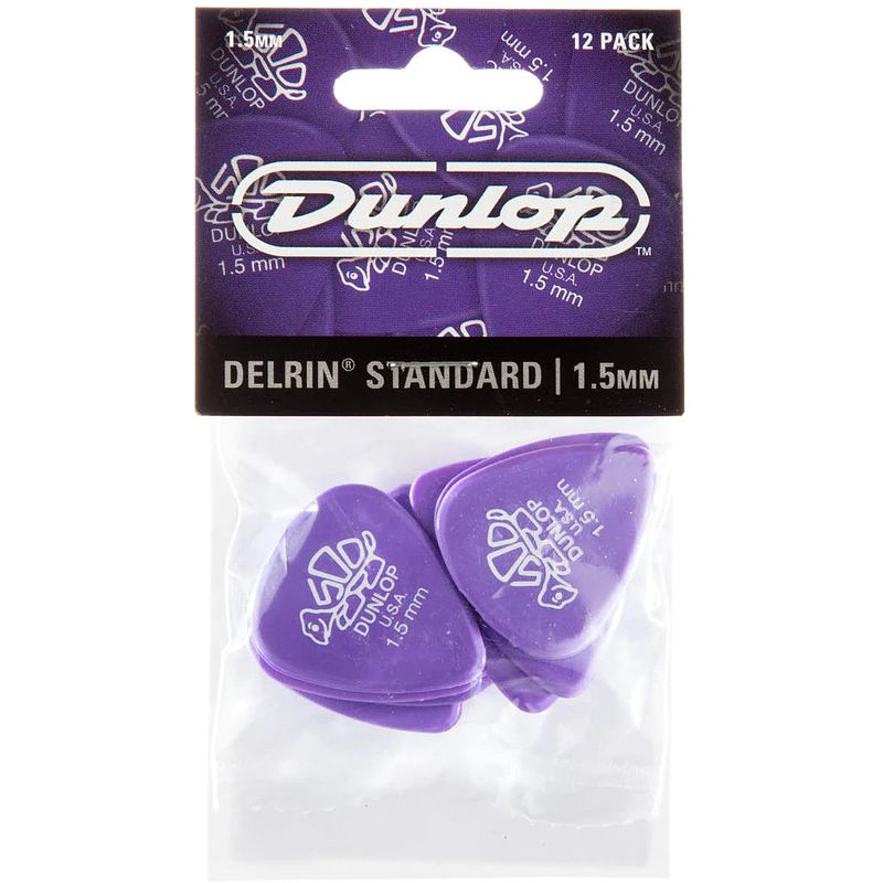 Foto van Dunlop 41p150 delrin 500 pick 1.5 mm plectrum set 12 stuks
