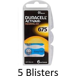 Foto van 30 stuks (5 blisters a 6 st) duracell da675 hoorapparaat batterij - blauw