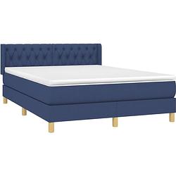 Foto van The living store boxspring met matras stof blauw 140x200 cm - bed